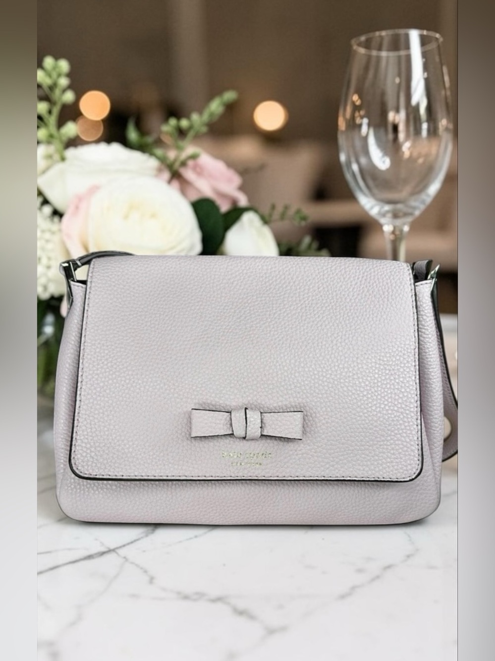 NWT Kate Spade PERSHING STREET Pale Pink Pebbled Leather Clutch with Bow